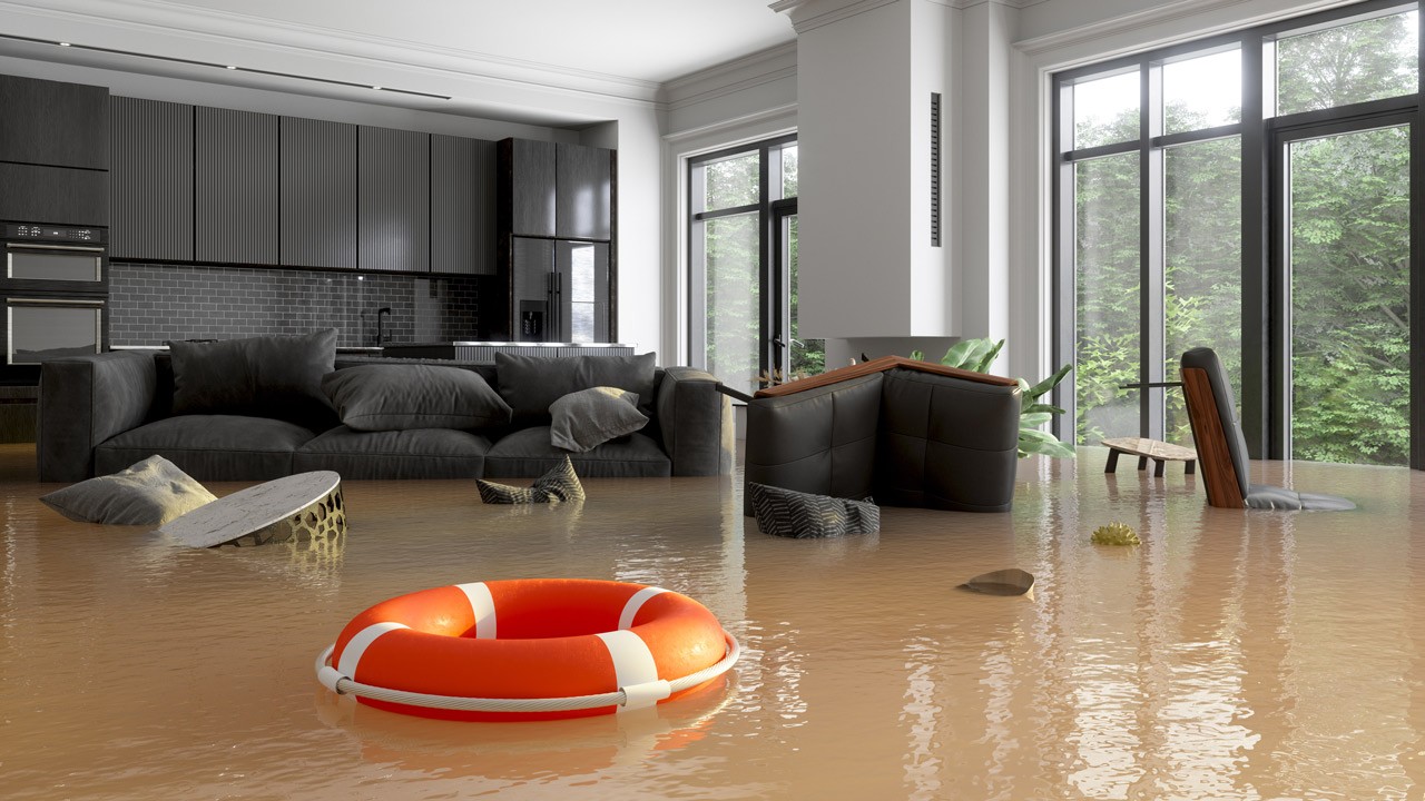 flooded living room