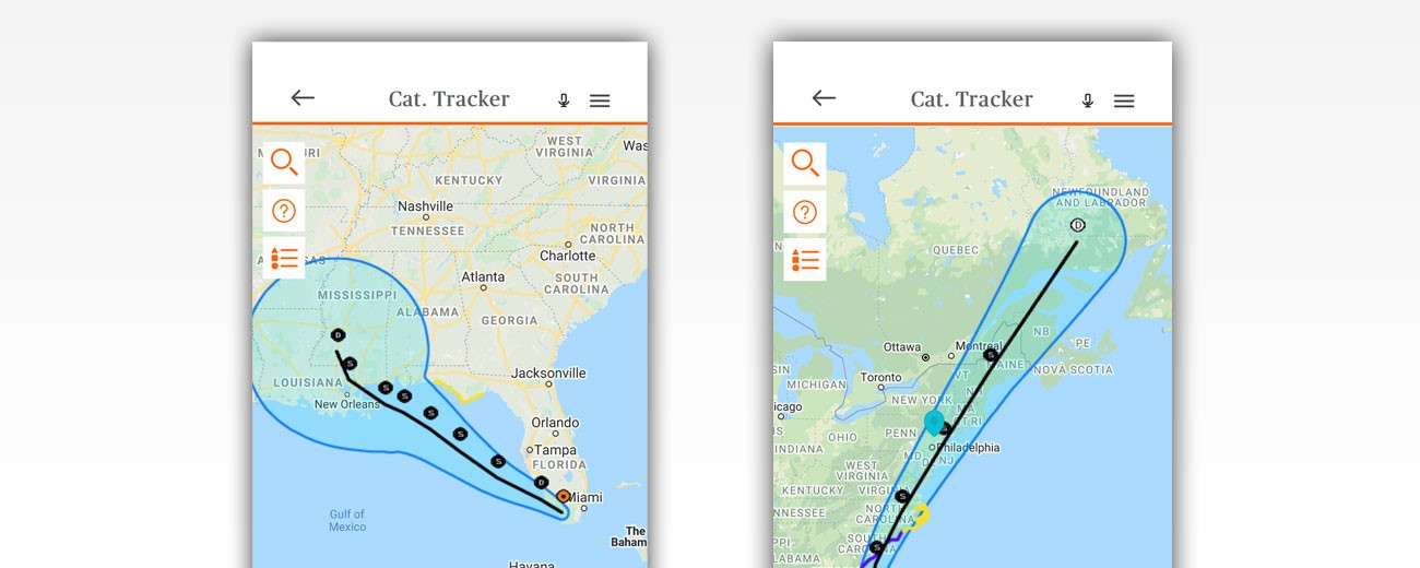 preview of client catastrophe tracker with map of United States