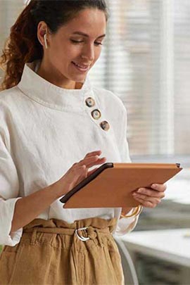 woman using tablet