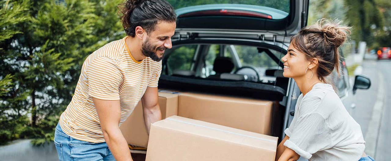 couple moving boxes