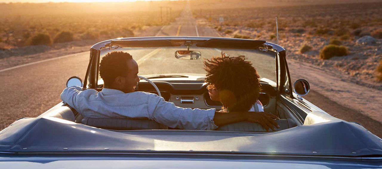 couple in a classic car