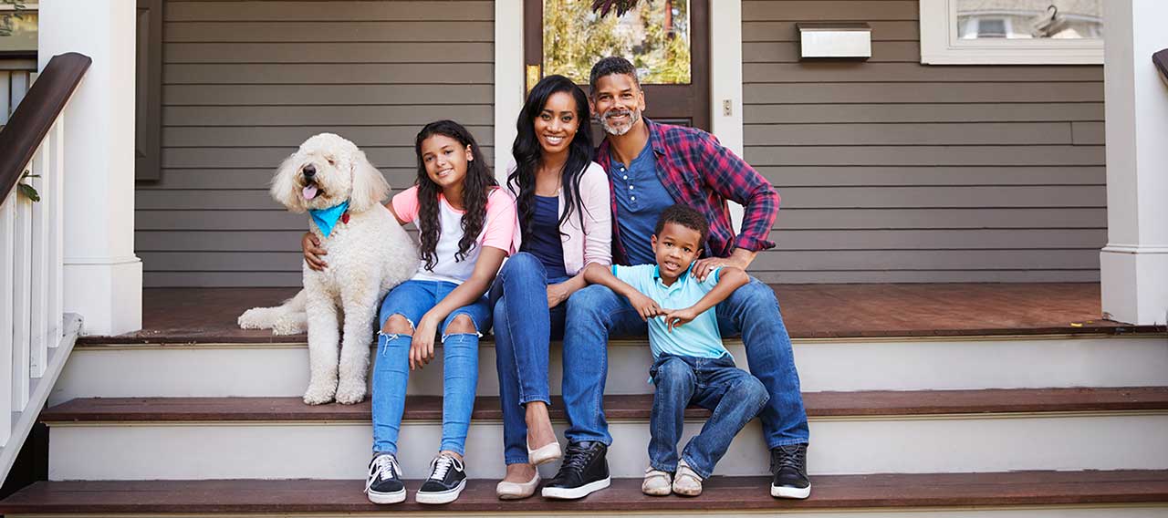 family on porch