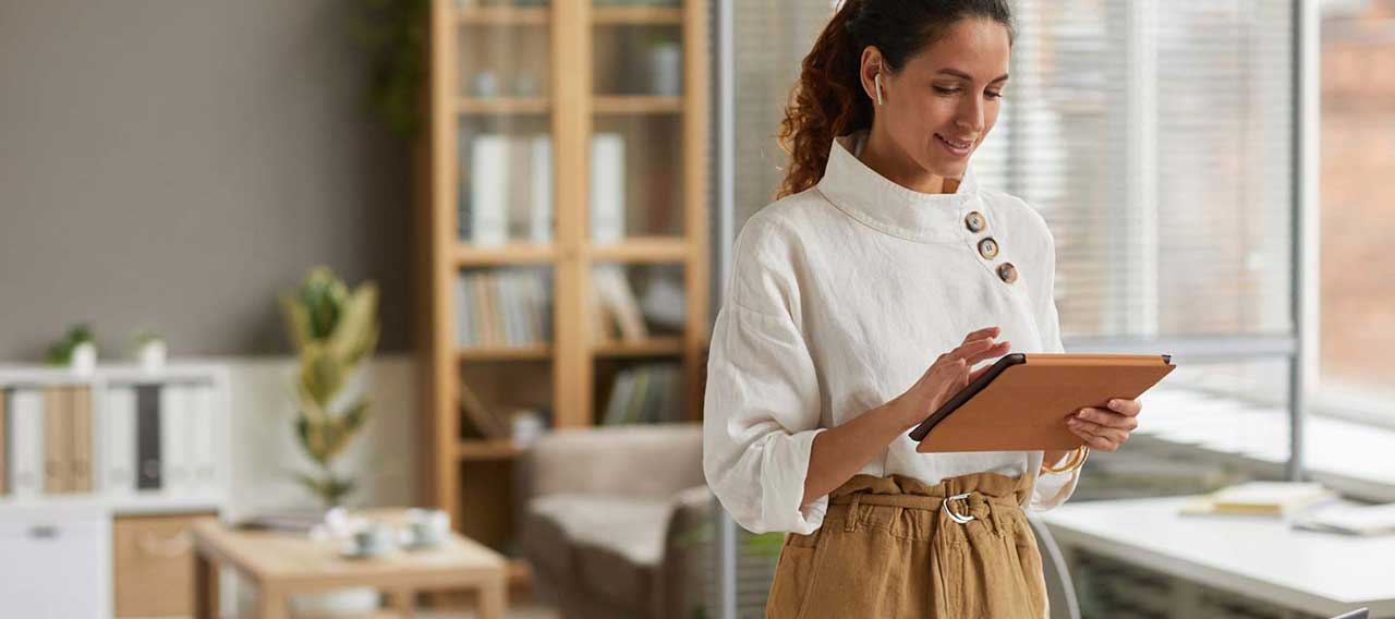 woman using tablet