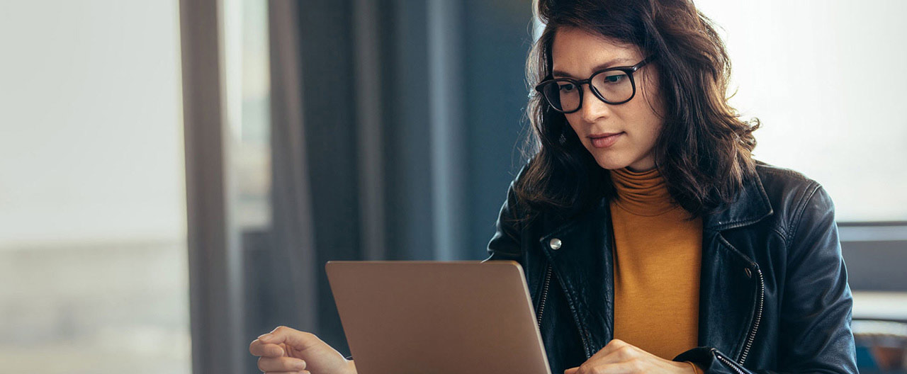 woman working online at home