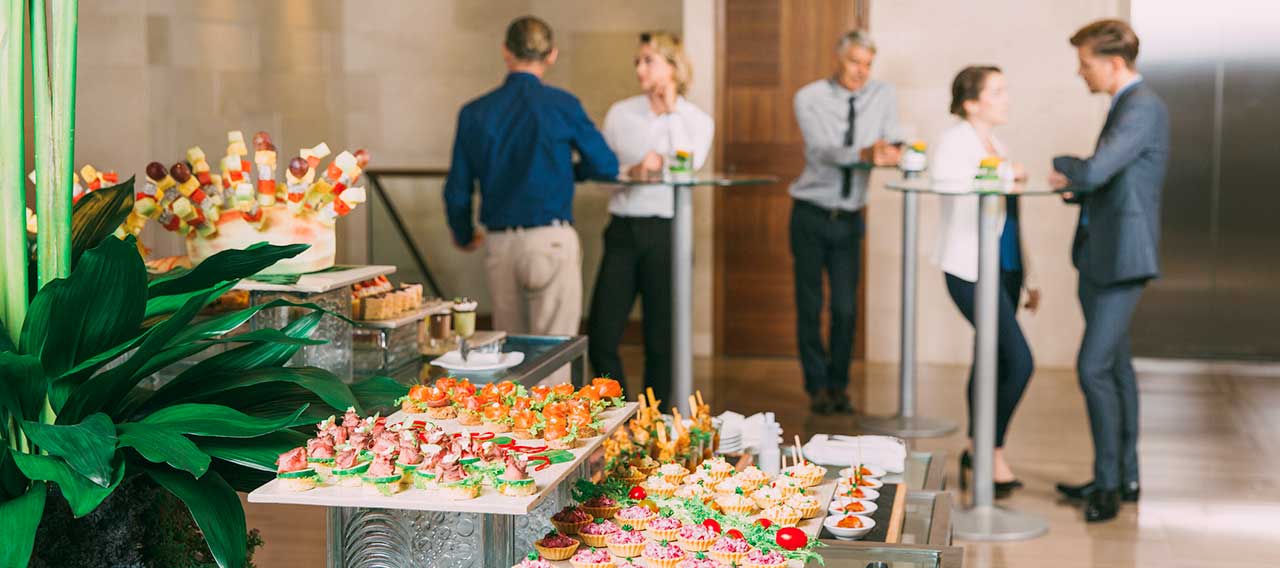 canapes on table at business event