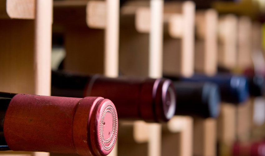 wine bottles on cellar