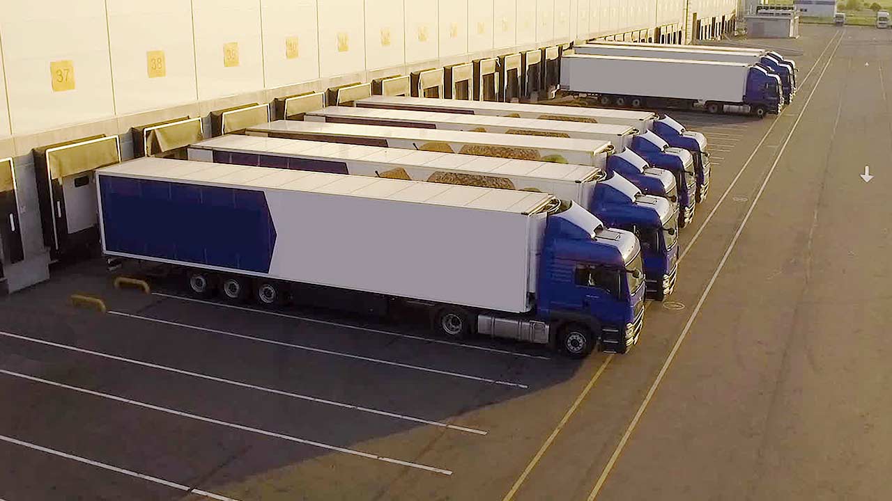 row of trucks